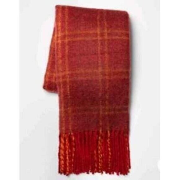 Threshold Faux Mohair Grid Fringed Throw Blanket - Picture 1 of 7